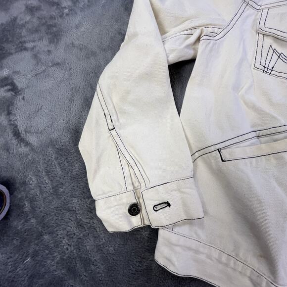 Marc Jacobs Denim Jacket Medium 2002 Archive Graphic Sketch Off White Y2K Jean - Picture 12 of 16